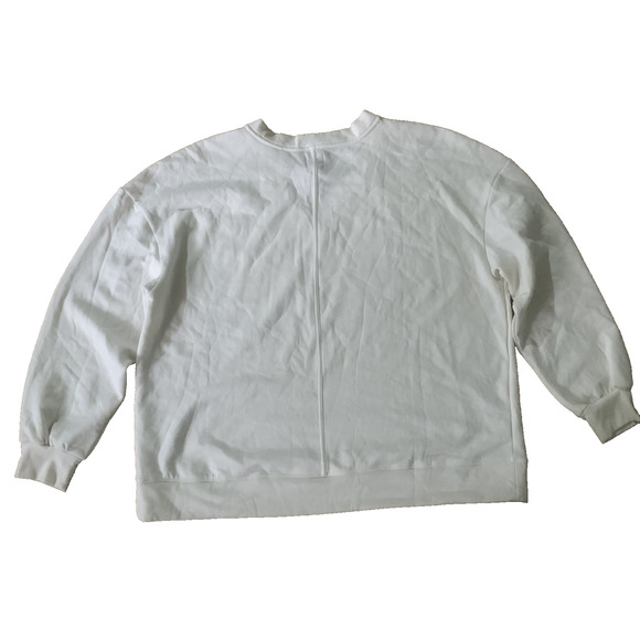 NWT Amazon Aware Women Relaxed Fit Fleece Sweatshirt V Neck Cozy Cream XXL - Picture 5 of 6